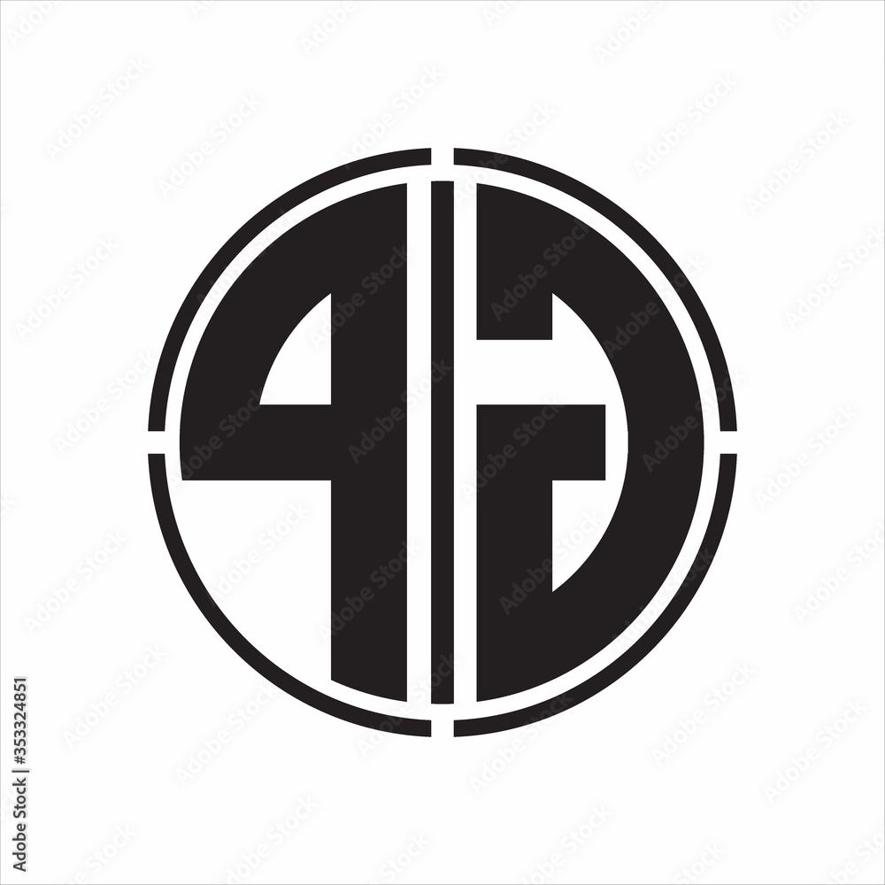 PG Logo initial with circle line cut design template on white background PG Logo initial with circle line cut design template on white background