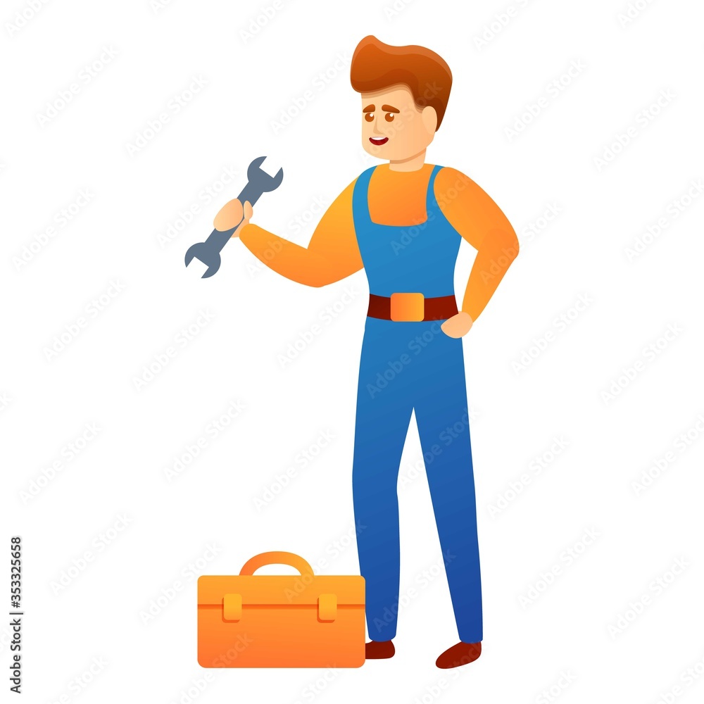 Repairman steel toolbox icon. Cartoon of repairman steel toolbox vector icon for web design isolated on white background Repairman steel toolbox icon. Cartoon of repairman steel toolbox vector icon for web design isolated on white background