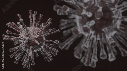 Virus : Coronavirus disease COVID-19,Virus 3d rendered photo