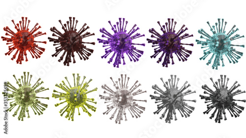 10 Collection Virus isolated   3d rendered