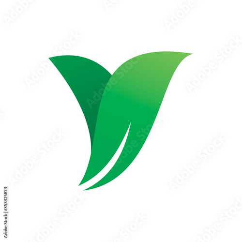 green nature leaf healthy active letter y logo design