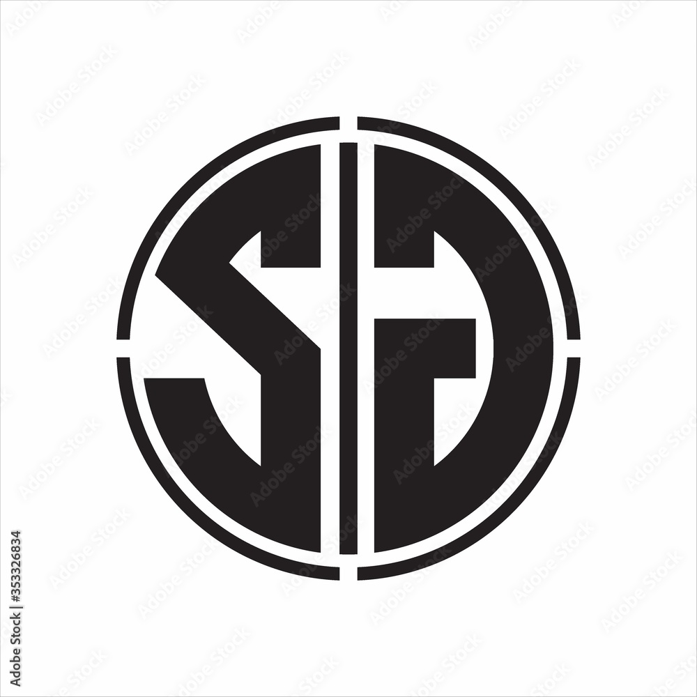 SG Logo initial with circle line cut design template on white background SG Logo initial with circle line cut design template on white background