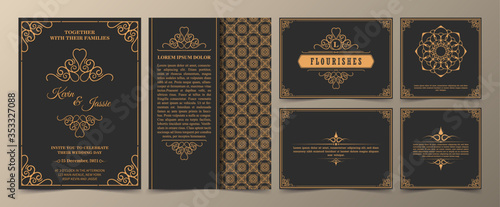 collection Invitation card vector design vintage style	