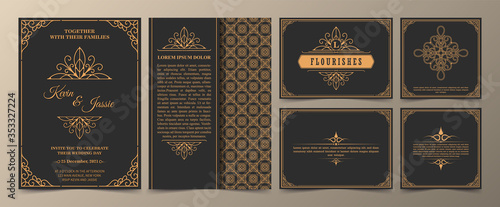 collection Invitation card vector design vintage style	