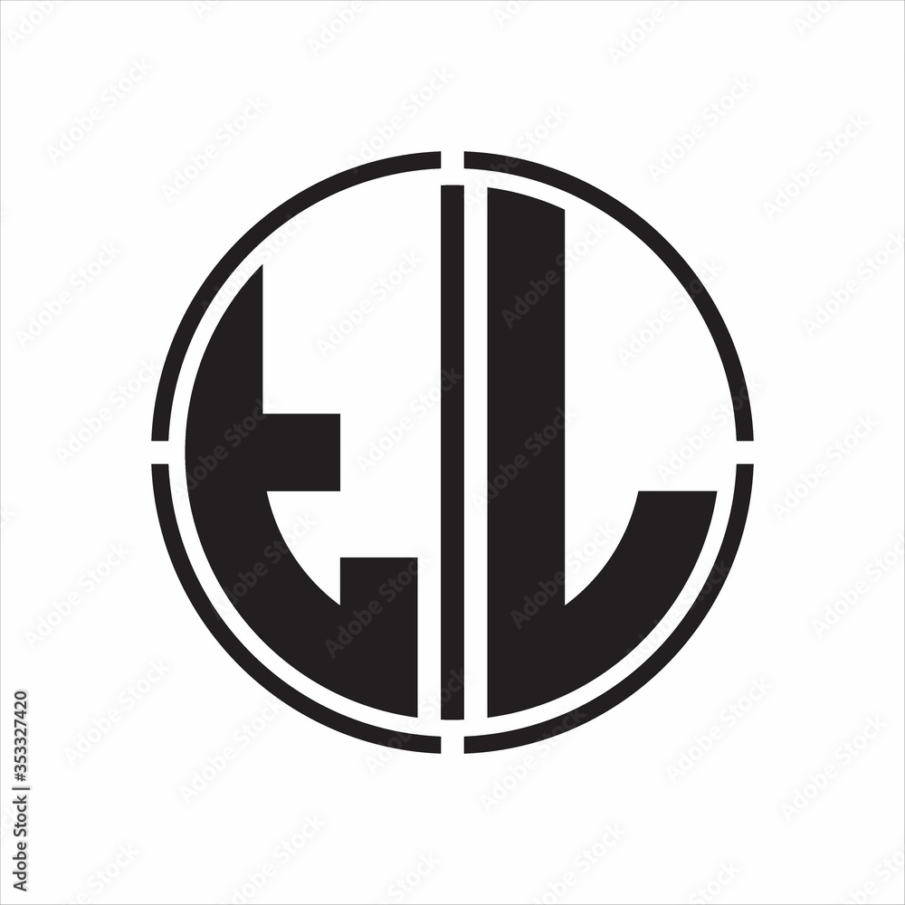 TL Logo initial with circle line cut design template on white background TL Logo initial with circle line cut design template on white background
