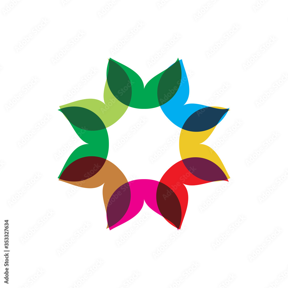 creative full color leaf group logo design creative full color leaf group logo design