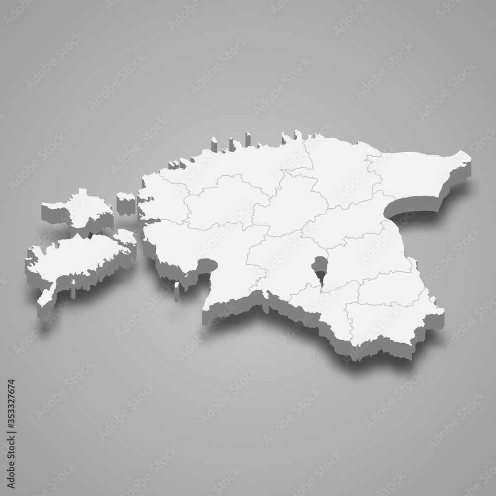 Estonia 3d map with borders Template for your design