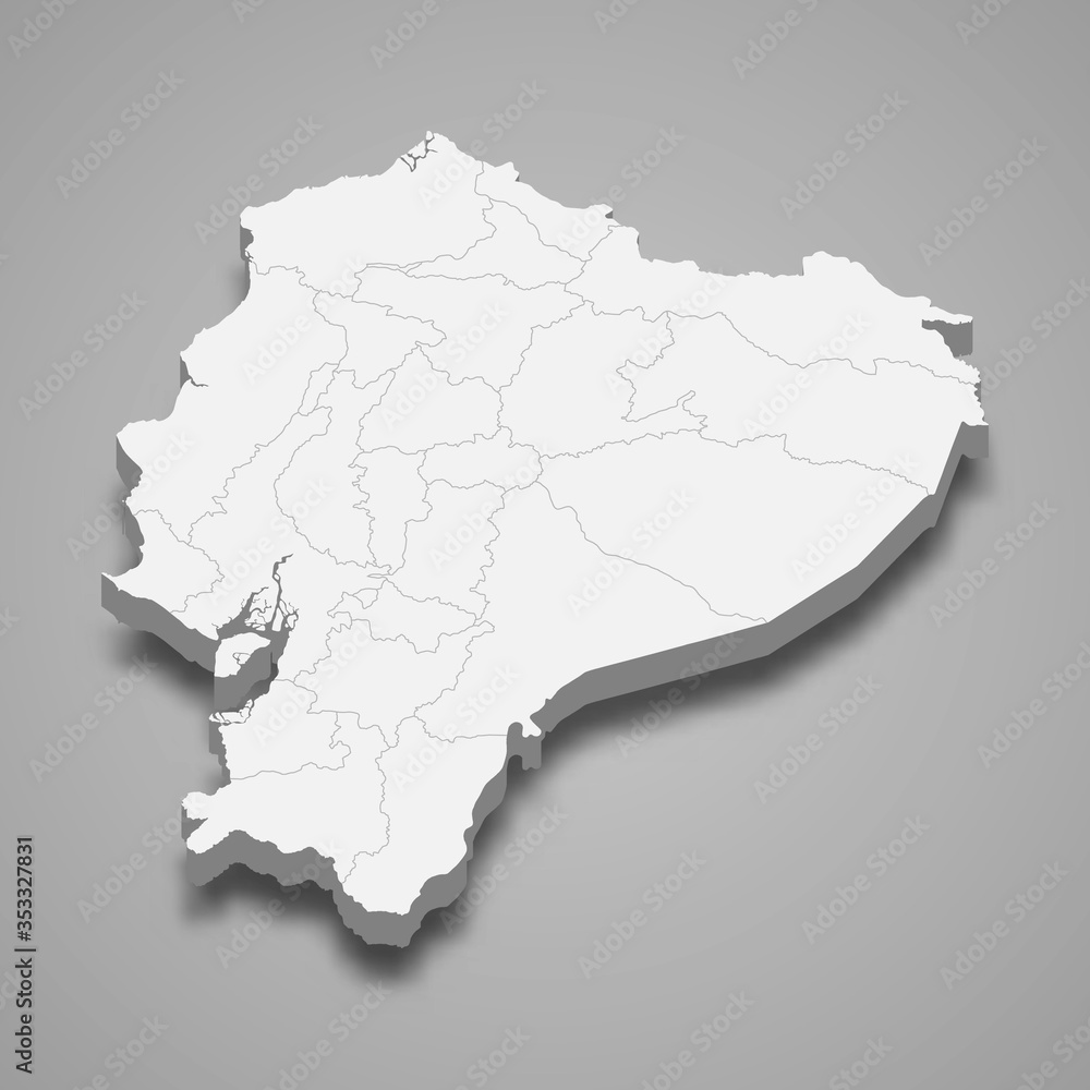 Ecuador 3d map with borders Template for your design