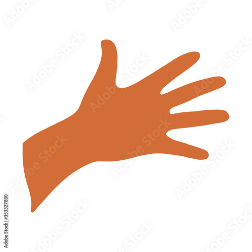 Vector of Opened lamp of the hand.A dark-skinned hand.Flat illustration.