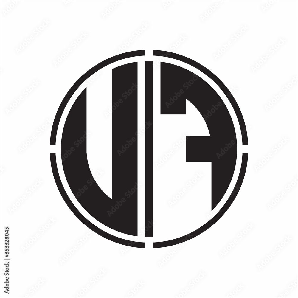 UF Logo initial with circle line cut design template on white background UF Logo initial with circle line cut design template on white background
