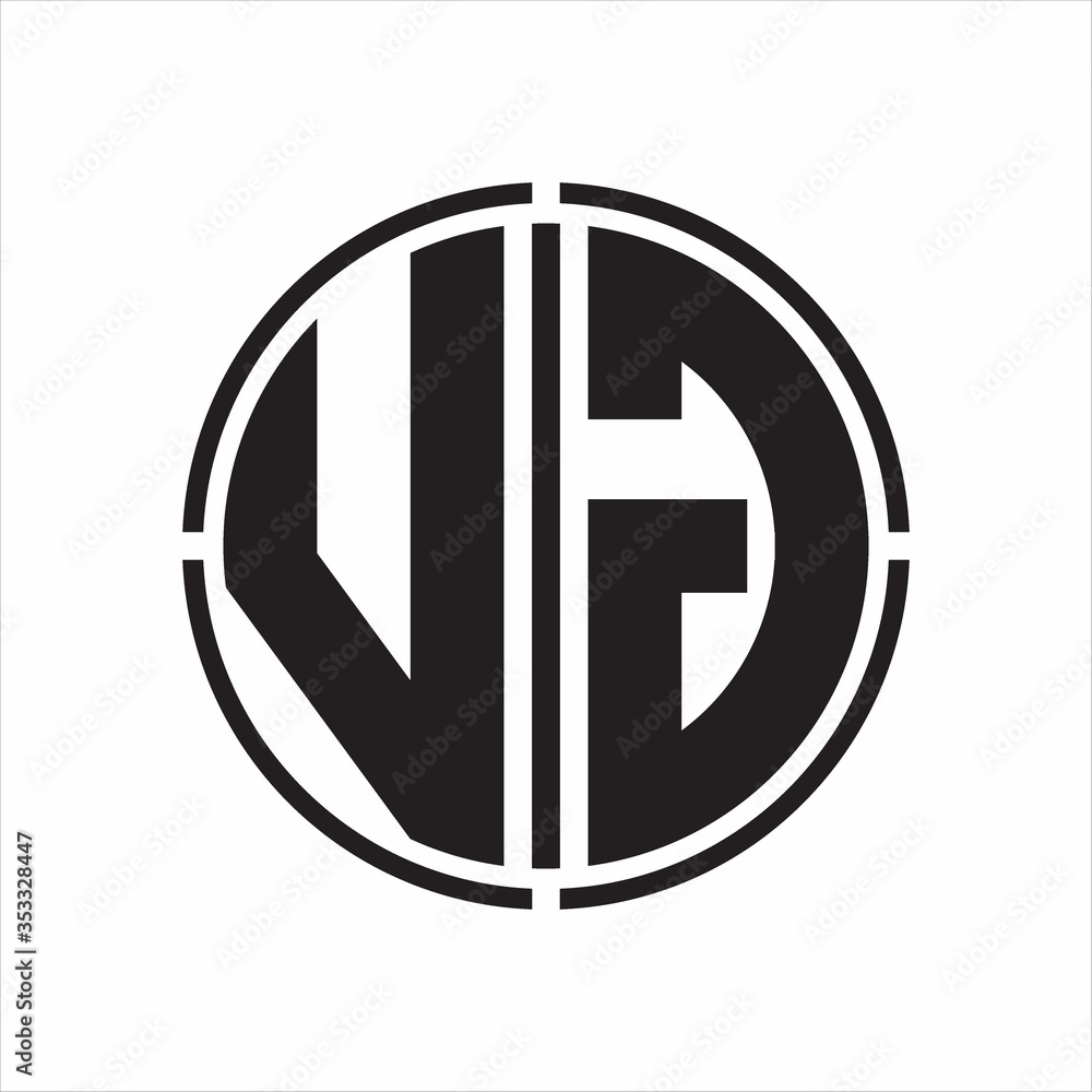 VG Logo initial with circle line cut design template on white background VG Logo initial with circle line cut design template on white background