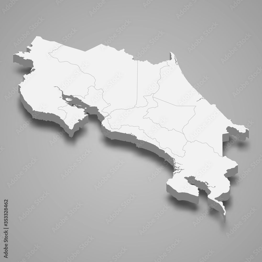 costa rica 3d map with borders Template for your design