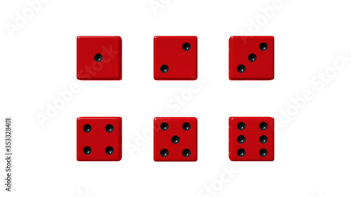 Red Dices Isolated On The White Background - 3D Illustration 
