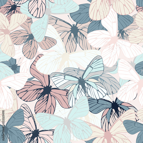 Beautiful vector seamless butterfly pattern