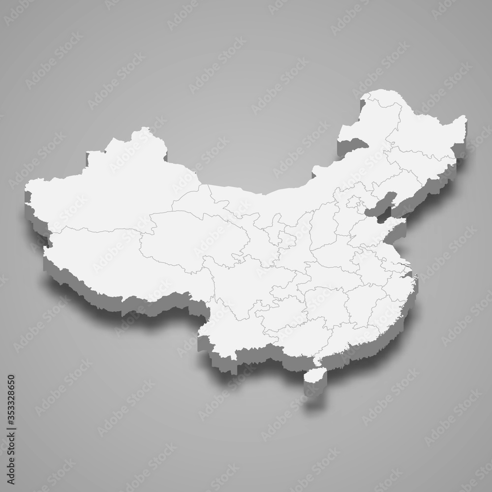 China 3d map with borders Template for your design China 3d map with borders Template for your design