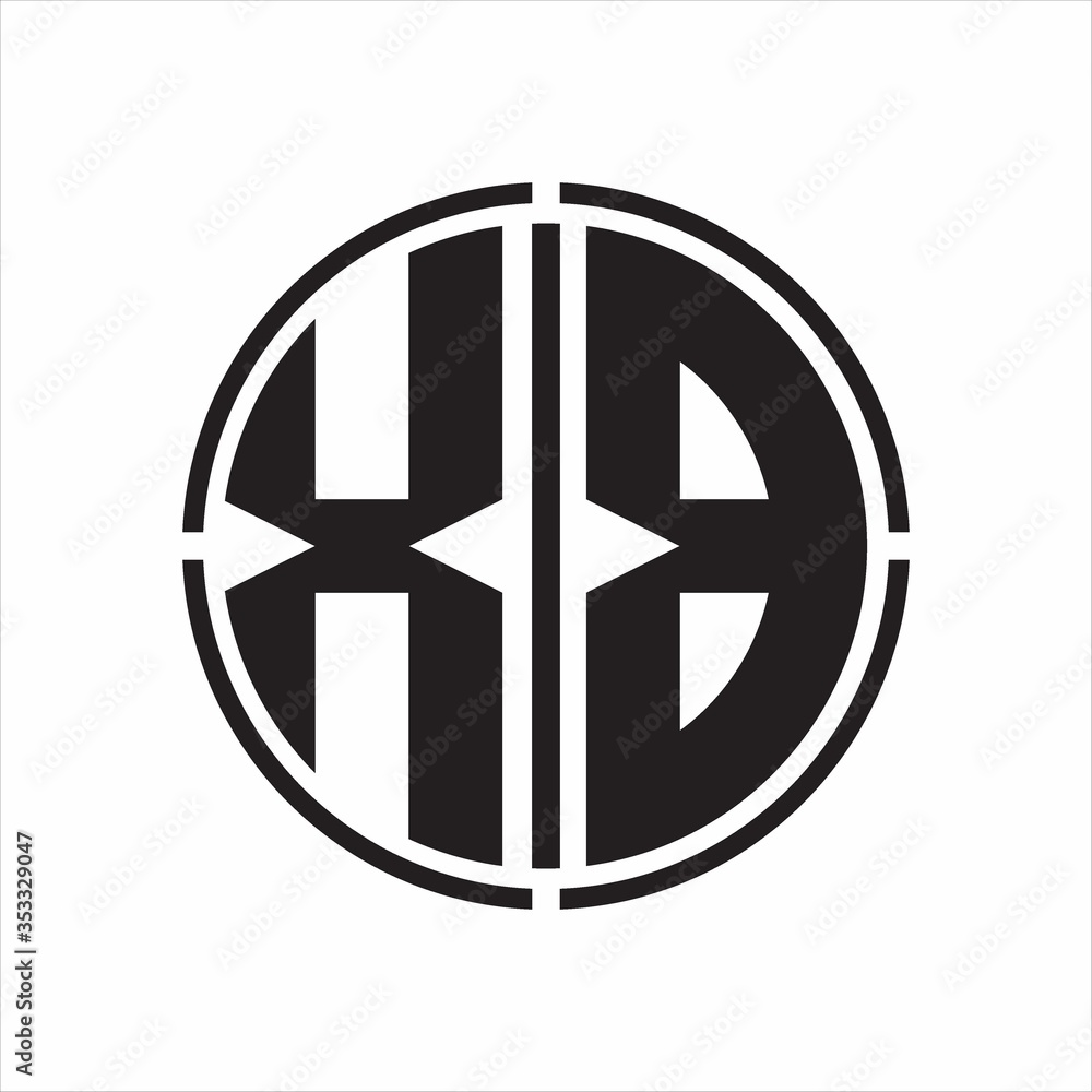 XB Logo initial with circle line cut design template on white background XB Logo initial with circle line cut design template on white background