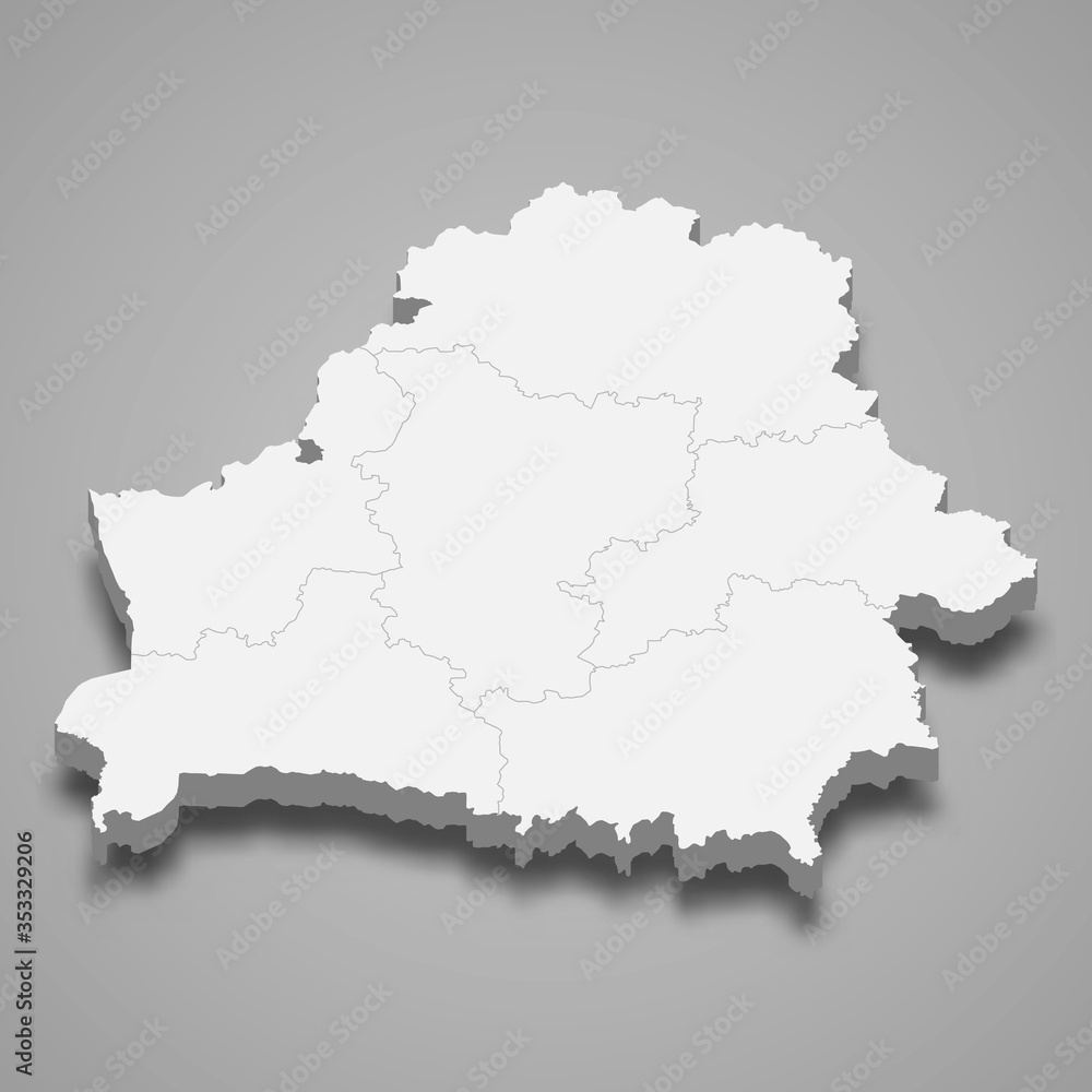 Belarus 3d map with borders Template for your design