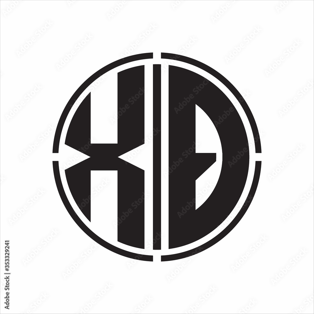 XQ Logo initial with circle line cut design template on white background XQ Logo initial with circle line cut design template on white background