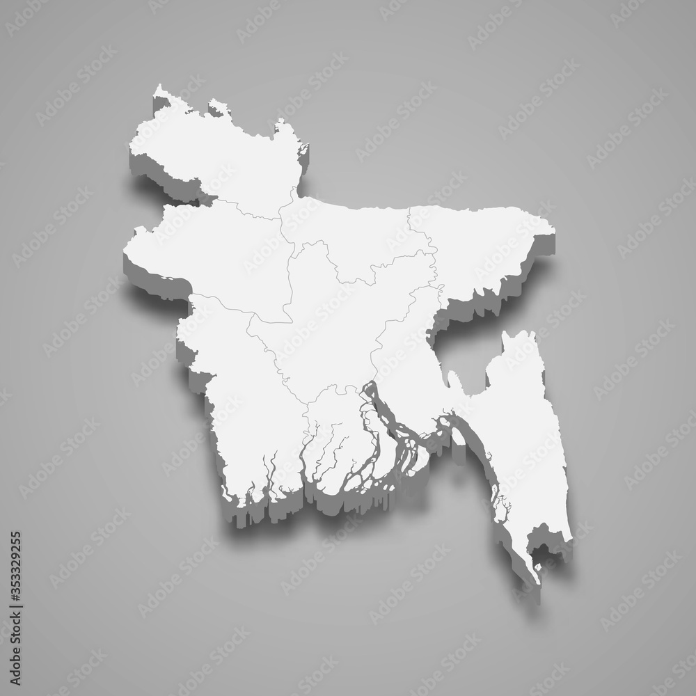 bahgladesh 3d map with borders Template for your design
