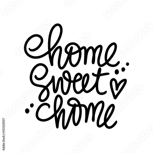 Home sweet home Vector Calligraphic quote. Handwritten lettering phrase isolated on white background.