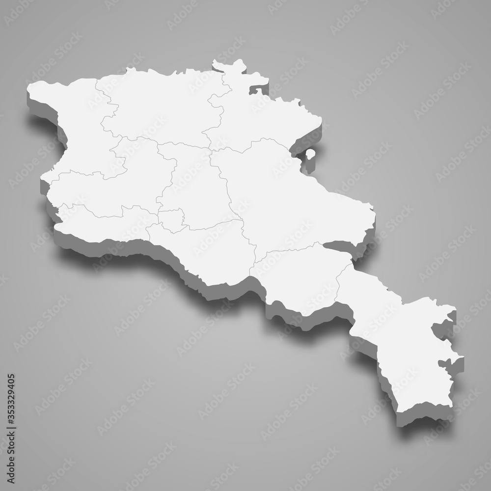 armenia 3d map with borders Template for your design