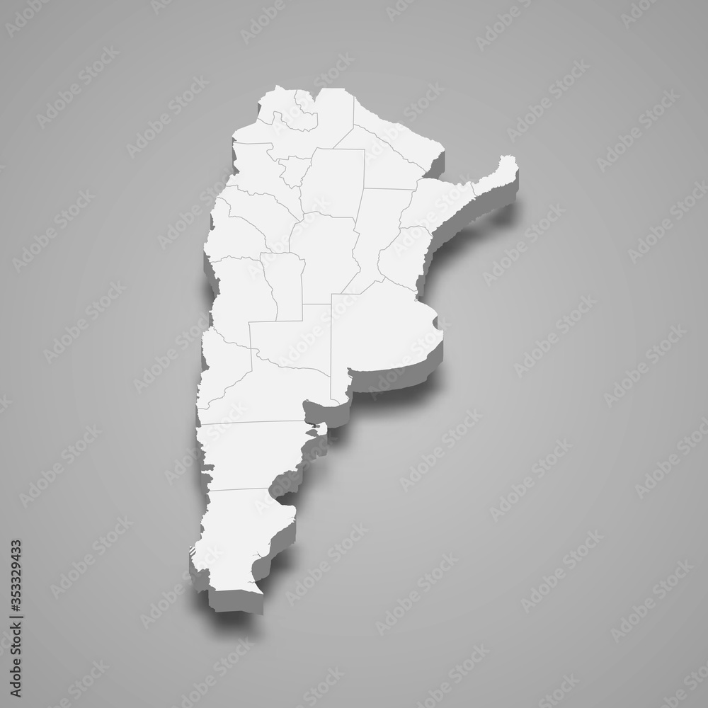 argentina 3d map with borders Template for your design