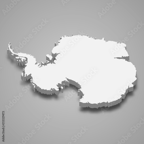 antarctica 3d map with borders Template for your design photo