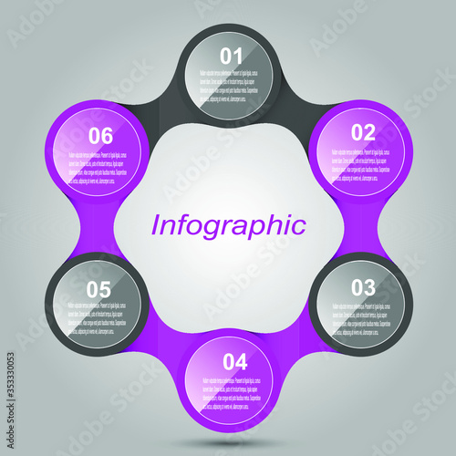 Abstract 6 steps infographics background.