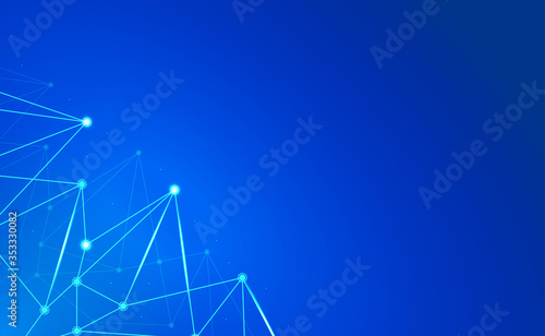 Internet Connection or Network Connection Background With Neon Effect. Low Poly  Dot  Circle  Line  Light. Digital Science Technology Concept. Digital Technology Backdrop. Vector Illustration