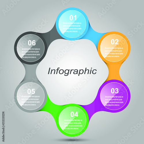 Abstract 6 steps infographics background.