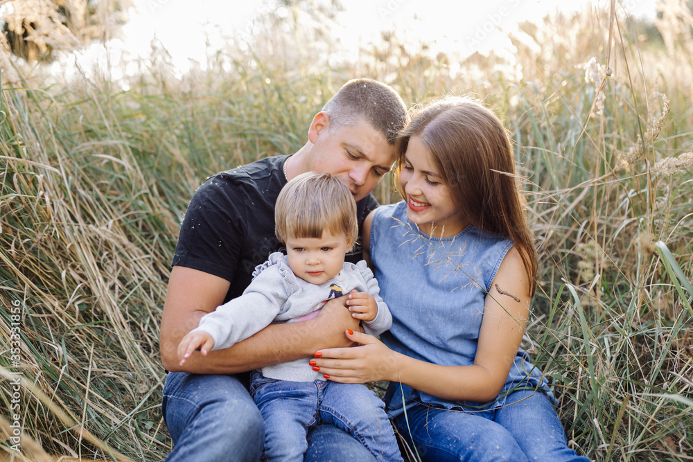 Happy family outdoors spending time together Happy family outdoors spending time together