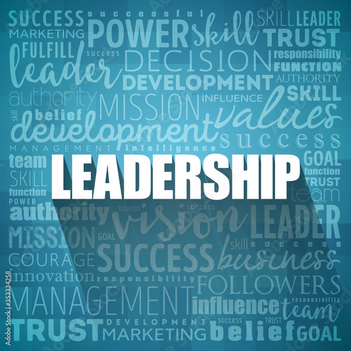 LEADERSHIP word cloud collage, business concept background
