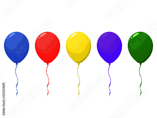Vector illustration of a red  yellow  purple and green balloon on a transparent background For various festivals of happiness