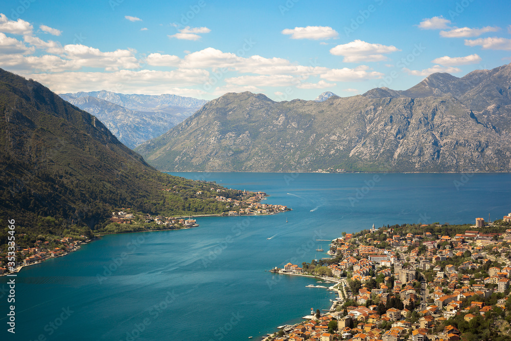 Kotor Bay view on a sunny day