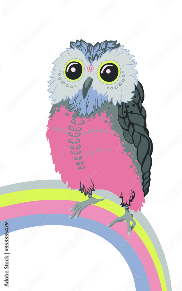 Naklejka premium Pink owl