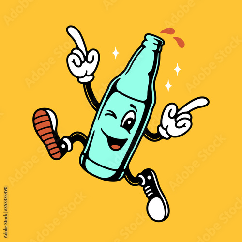 WEEKEND CALL CARTOON BOTTLE COLOR YELLOW BACKGROUND