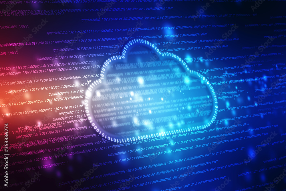 Digital illustration of  Cloud computing concept, Cloud internet technology concept background