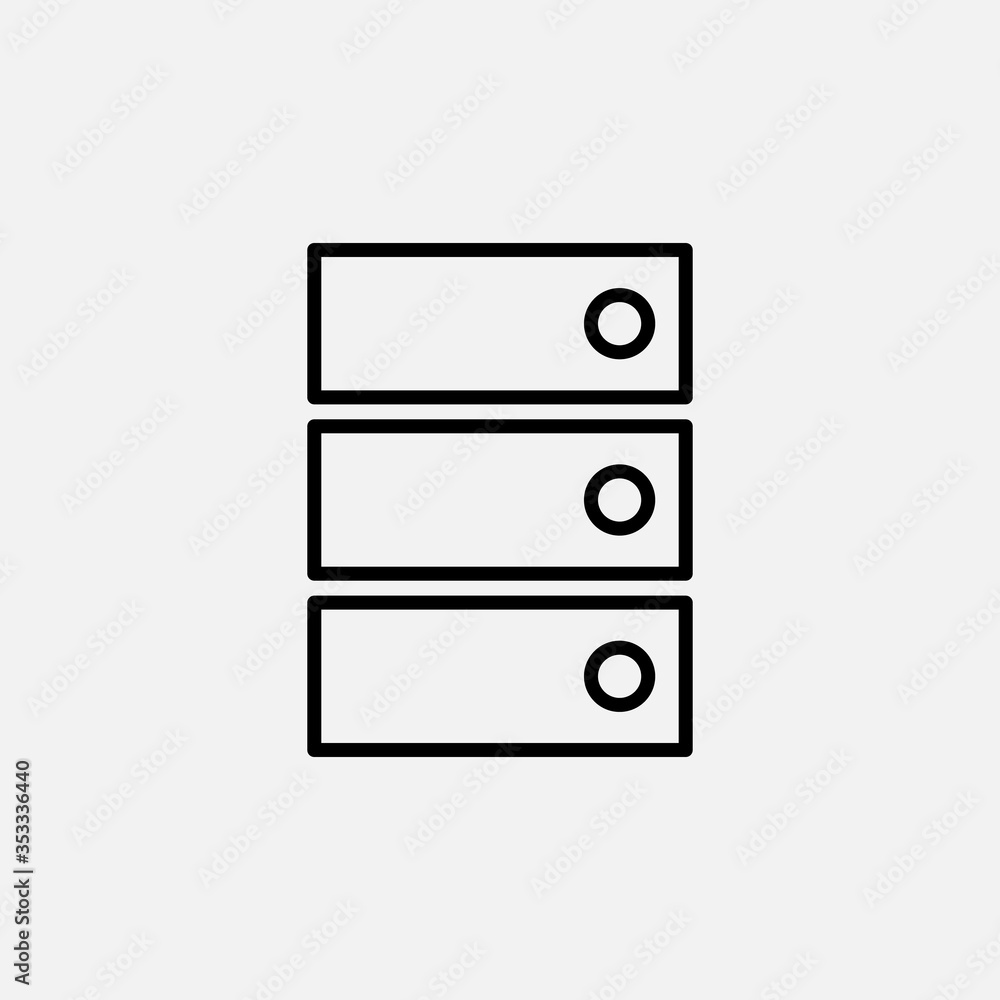 Database line icon. Server and storage, hosting symbol. logo. Outline design editable stroke. For yuor design. Stock - Vector illustration. Database line icon. Server and storage, hosting symbol. logo. Outline design editable stroke. For yuor design. Stock - Vector illustration.