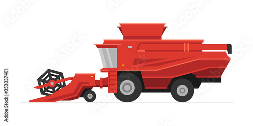 Combine harvester. Rural industrial farm technics. flat style. isolated on white background