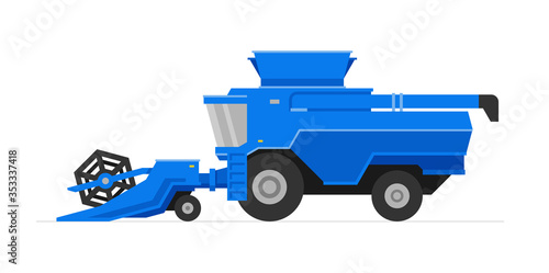 Combine harvester. Rural industrial farm technics. flat style. isolated on white background