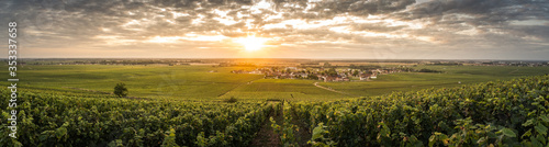 panorama of Vosne Romanee, Bourgogne, France photo