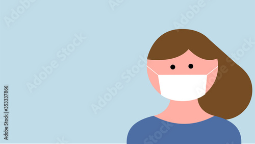 A woman wearing a mask, マスクをする女性、ウイルス対策、花粉予防