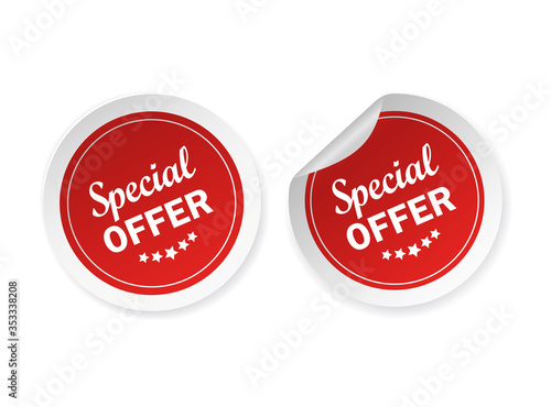 Special offer sticker in flat style on white background. Special offer sticker, great design for any purposes. Discount banner promotion template. Business icon. Flat vector.