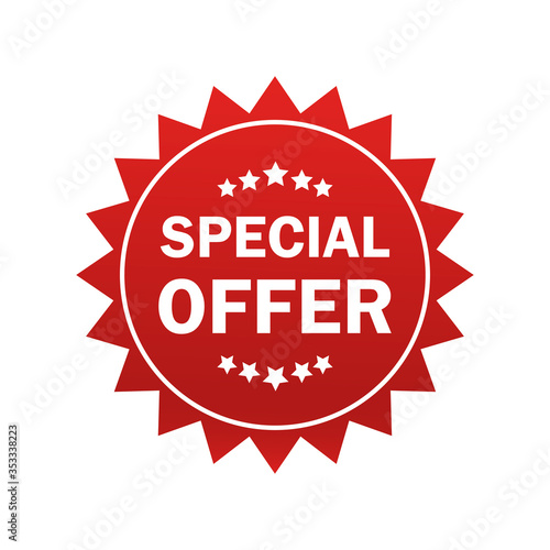 Special offer sticker in flat style on white background. Special offer sticker, great design for any purposes. Discount banner promotion template. Business icon. Flat vector.