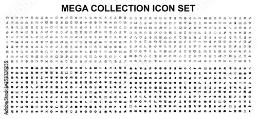 Mega set of icons in trendy flat style. Business, ecommerce, finance, accounting. Big set Icons collection on white background. Vector illustration