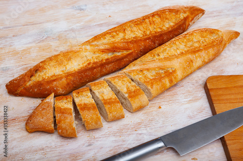 Fresh bread on a wooden cutting board
