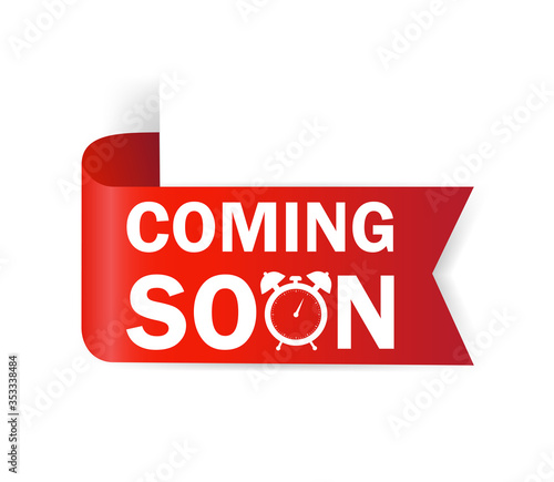 Coming soon. Sale tag. Sale website banner. Website information. Ribbon banner.