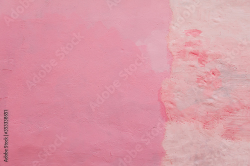 Wall is covered with fresh pink paint