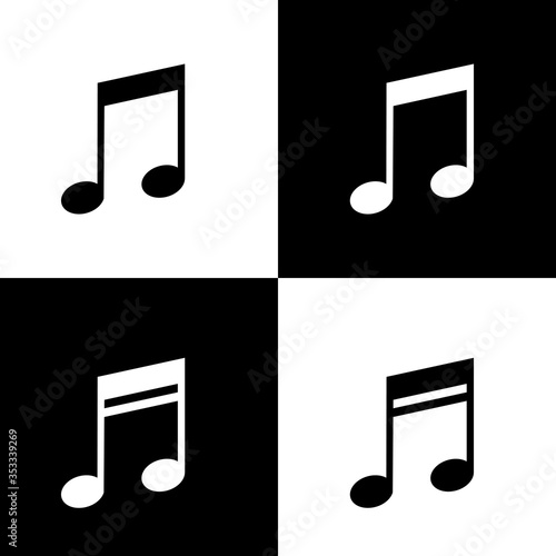 music notes set. Vector Black & White Music icon