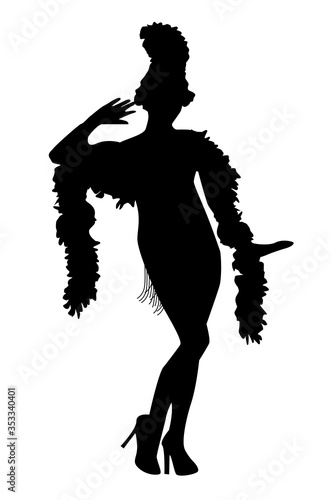 1920 woman fashion style vector. silhouette. Flapper girl retro design in 20 s style.